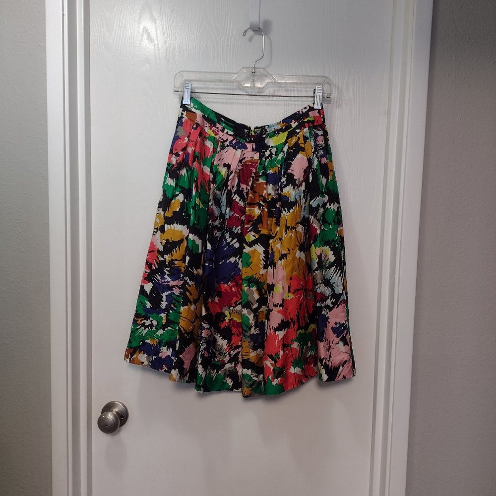 Jcrew abstract print silk skirt